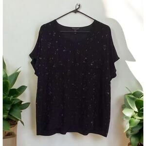 Eileen Fisher‎ Black 100% silk beaded blouse Women’s Size S Small